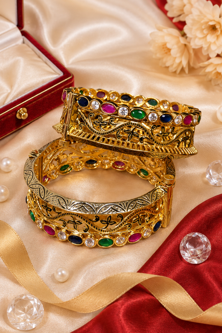 Imperial Multicolor Stone Openable Premium Bangles