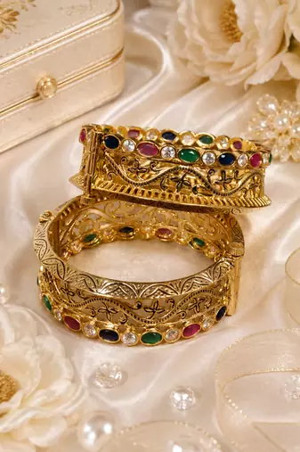 Imperial Multicolor Stone Openable Premium Bangles