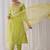 Geometric Embroidered Round Neck Liva Straight Kurta with Trousers & Dupatta