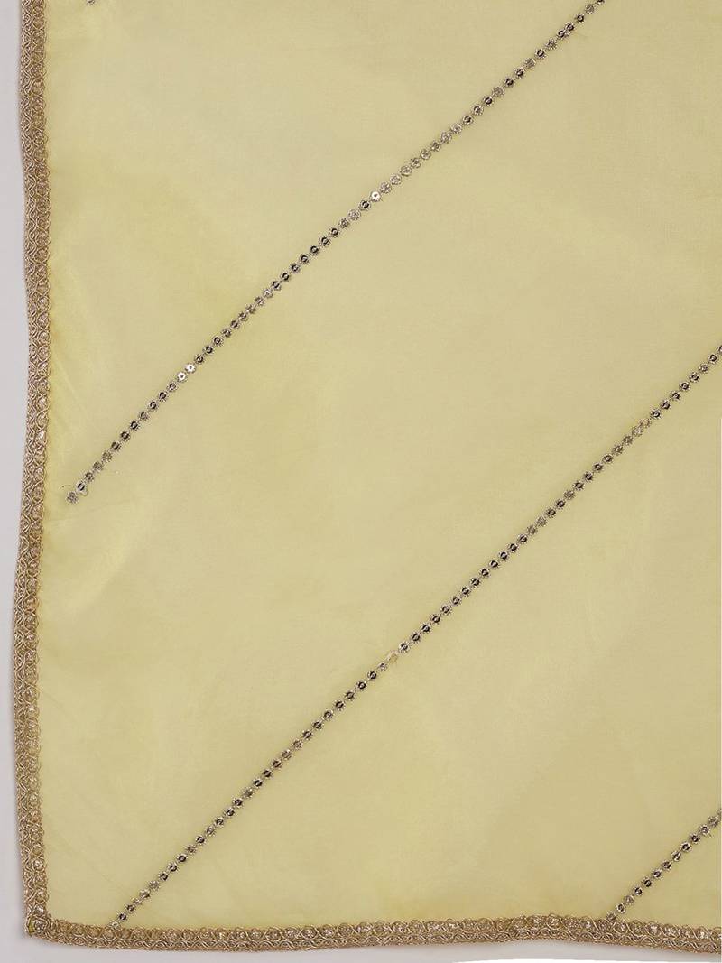 Geometric Embroidered Round Neck Liva Straight Kurta with Trousers & Dupatta