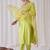 Geometric Embroidered Round Neck Liva Straight Kurta with Trousers & Dupatta