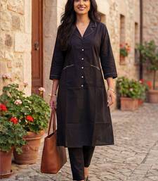 Women Regular Thread Work Pure Cotton Kurta with Trousers
