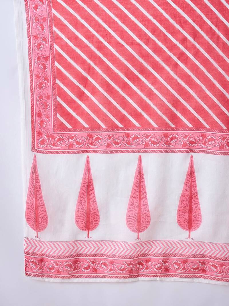 Women Floral Printed Regular Pure Cotton Kurta with Trousers & With Dupatta