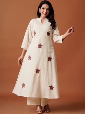 Women Ethnic Motifs Printed Regular Pure Cotton A-Line Kurta with Palazzos 1