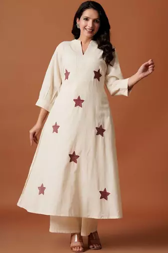 Women Ethnic Motifs Printed Regular Pure Cotton A-Line Kurta with Palazzos