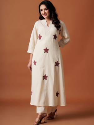 Women Ethnic Motifs Printed Regular Pure Cotton A-Line Kurta with Palazzos 3