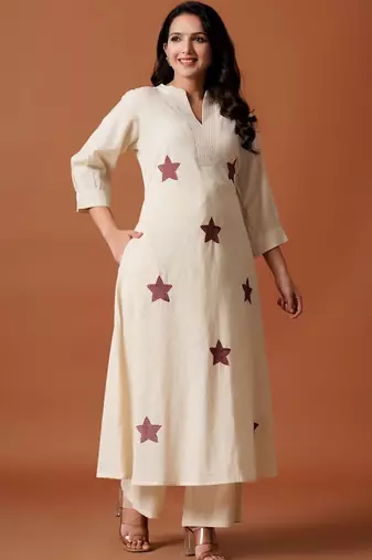 Women Ethnic Motifs Printed Regular Pure Cotton A-Line Kurta with Palazzos