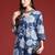 V-Neck Floral Printed Pleat Detailed Kurta with Trousers