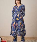 Women Floral Printed Regular Pure Cotton Kurta with Trousers
