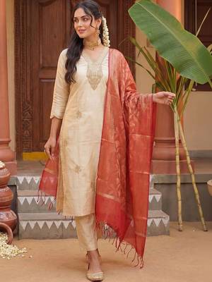 Women Ethnic Motifs Embroidered Regular Thread Work Kurta with Trousers & With Dupatta 3