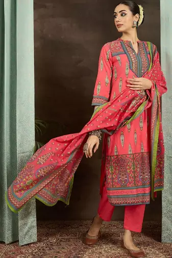 Women Ethnic Motifs Printed Regular Pure Cotton Kurta with Trousers & With Dupatta