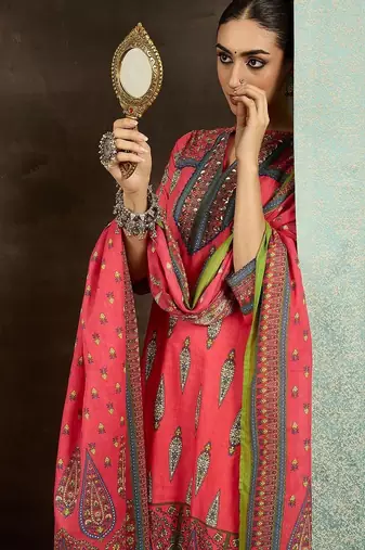 Women Ethnic Motifs Printed Regular Pure Cotton Kurta with Trousers & With Dupatta