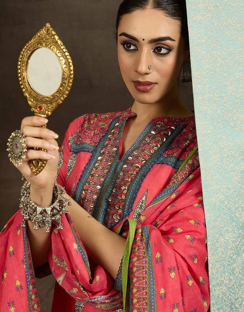 Women Ethnic Motifs Printed Regular Pure Cotton Kurta with Trousers & With Dupatta