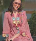 Women Floral Embroidered Regular Mirror Work Kurta with Trousers & With Dupatta