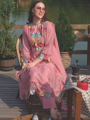 Women Floral Embroidered Regular Mirror Work Kurta with Trousers & With Dupatta 5