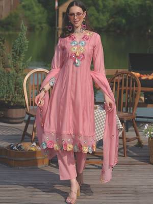 Women Floral Embroidered Regular Mirror Work Kurta with Trousers & With Dupatta 6