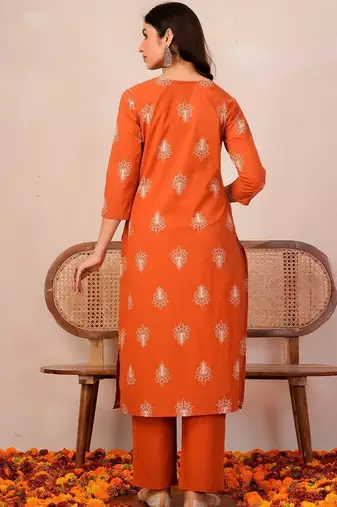 Women Ethnic Motifs Printed Regular Pure Cotton Kurta with Trousers & With Dupatta