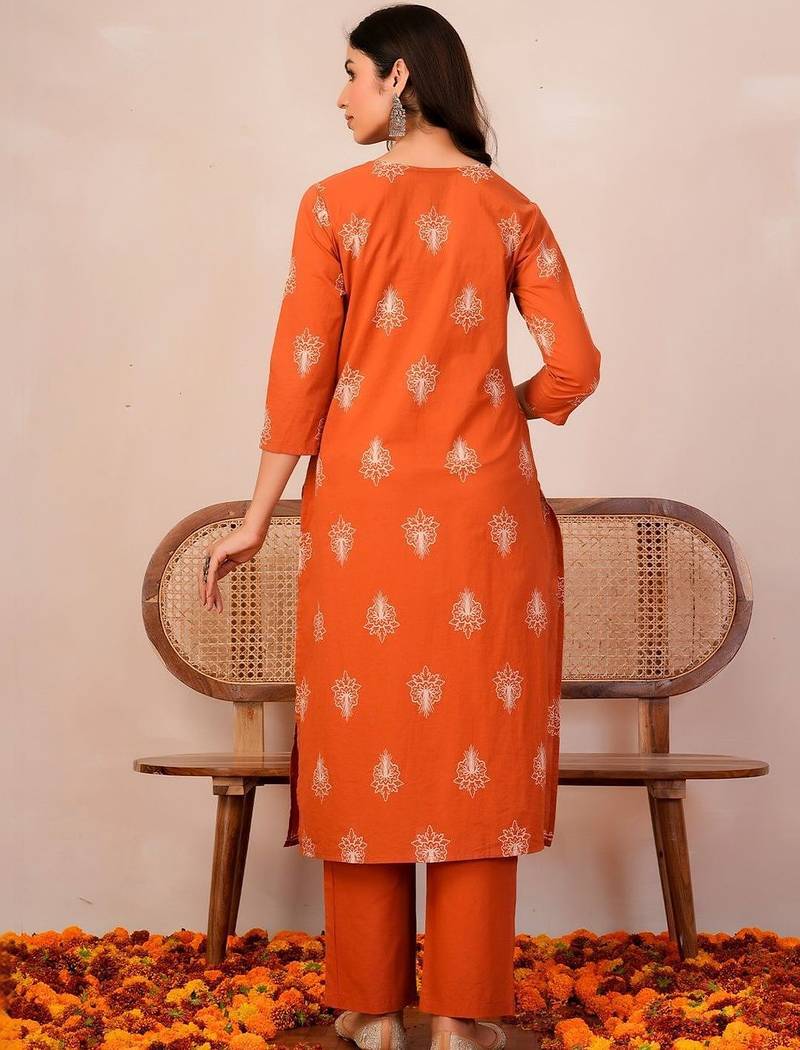 Women Ethnic Motifs Printed Regular Pure Cotton Kurta with Trousers & With Dupatta