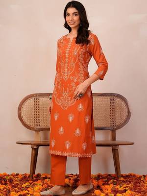 Women Ethnic Motifs Printed Regular Pure Cotton Kurta with Trousers & With Dupatta 6