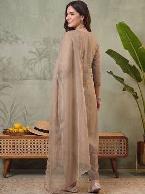 Women Ethnic Motifs Embroidered Regular Thread Work Kurta with Trousers & With Dupatta 4