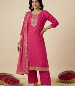 Women Ethnic Motifs Embroidered Regular Sequinned Kurta with Trousers & With Dupatta