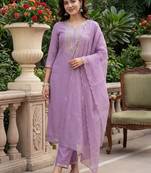 Women Ethnic Motifs Embroidered Regular Sequinned Kurta with Trousers & With Dupatta