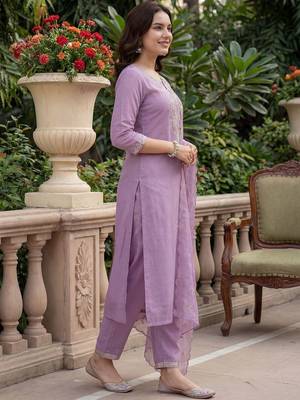 Women Ethnic Motifs Embroidered Regular Sequinned Kurta with Trousers & With Dupatta 2
