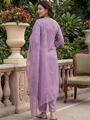 Women Ethnic Motifs Embroidered Regular Sequinned Kurta with Trousers & With Dupatta 5