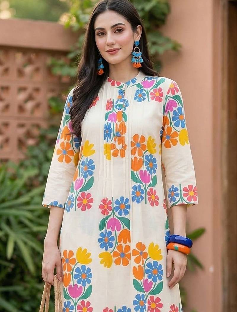 Women Floral Printed Regular Pure Cotton Kurta with Trousers