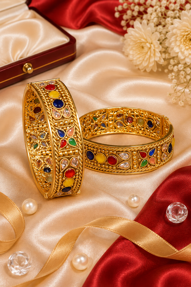 Navrang Stone Filigree Openable Bangles