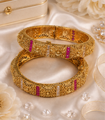 Floral Kundan Stone Work Openable Bangles