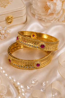 Ruby Kundan Gold Work Bangles 1
