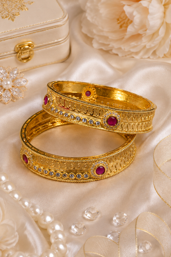 Ruby Kundan Gold Work Bangles