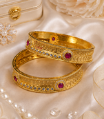 Ruby Kundan Gold Work Bangles