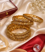 Gold Plated Temple Floral Filigree Work Bangles