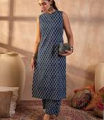 Women Printed Regular Pure Cotton Kurta with Palazzos