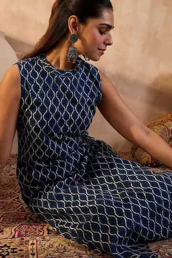 Women Printed Regular Pure Cotton Kurta with Palazzos