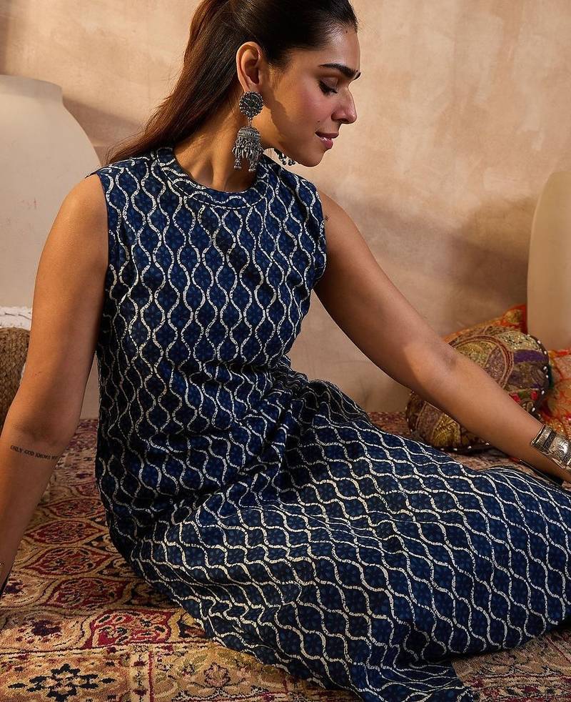 Women Printed Regular Pure Cotton Kurta with Palazzos