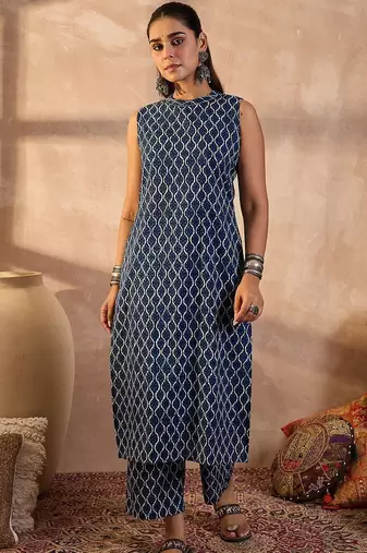 Women Printed Regular Pure Cotton Kurta with Palazzos