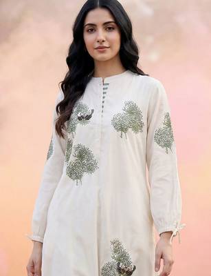 Women Ethnic Motifs Embroidered Regular Thread Work Pure Cotton Kurta with Trousers 2