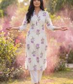 Women Floral Printed Regular Pure Cotton Kurta with Trousers
