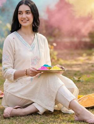 Women Ethnic Motifs Embroidered Regular Thread Work Kurta with Trousers & With Dupatta 4
