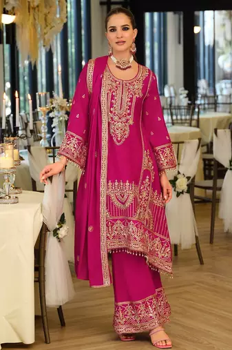 Women Ethnic Motifs Embroidered Regular Mirror Work Kurta with Palazzos & With Dupatta