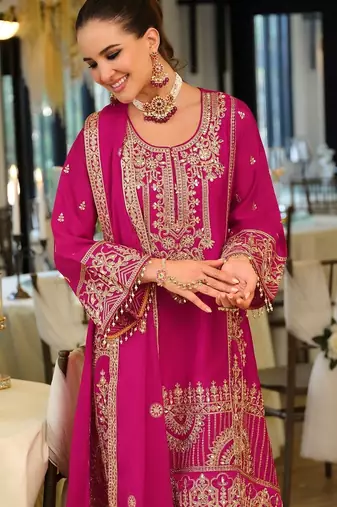 Women Ethnic Motifs Embroidered Regular Mirror Work Kurta with Palazzos & With Dupatta