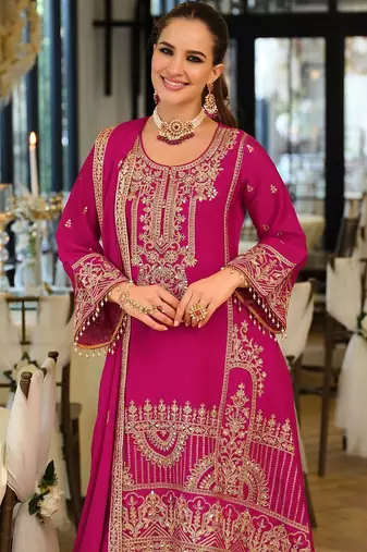 Women Ethnic Motifs Embroidered Regular Mirror Work Kurta with Palazzos & With Dupatta