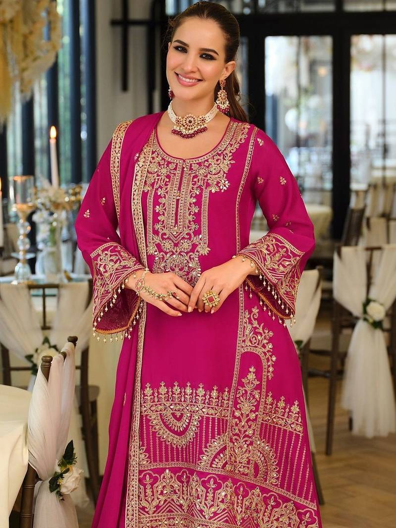 Women Ethnic Motifs Embroidered Regular Mirror Work Kurta with Palazzos & With Dupatta