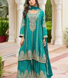 Women Ethnic Motifs Embroidered Regular Thread Work Kurta with Sharara & With Dupatta