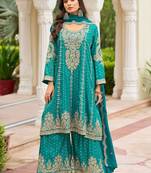 Women Ethnic Motifs Embroidered Regular Thread Work Kurta with Sharara & With Dupatta