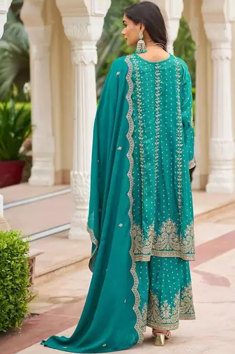 Women Ethnic Motifs Embroidered Regular Thread Work Kurta with Sharara & With Dupatta
