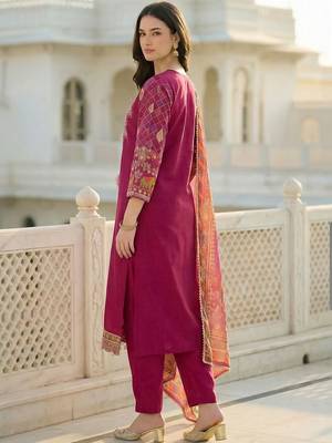 Women Ethnic Motifs Embroidered Regular Thread Work Kurta with Trousers & With Dupatta 4